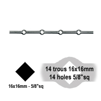 Profil, Barres Barres 14x14mm 14 trous renfls 12x12mm carrs pour clotures et grilles de dfe