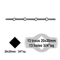 Profil, Barres Barres 14x14mm 14 trous renfls 12x12mm carrs pour clotures et grilles de dfe