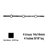 Profil, Barres Barres 14x14mm 14 trous renfls 12x12mm carrs pour clotures et grilles de dfe