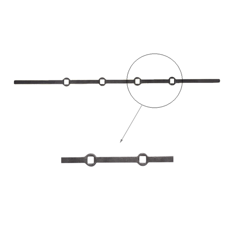 Barres 14x14mm 4 trous droits 14x14mm renfls longueur 70cm pour grilles de dfense Barre  tro