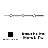 Profil, Barres Barres 14x14mm 14 trous renfls 12x12mm carrs pour clotures et grilles de dfe