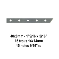 Profil, Barres Barre poinonne 40x8mm 15 trous 14x14mm carrs longueur 2m pour cltures et gr