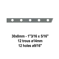 Profilé, Barres Barre poinçonnée 40x8mm 15 trous 14x14mm carrés longueur 2m pour clôtures et gr