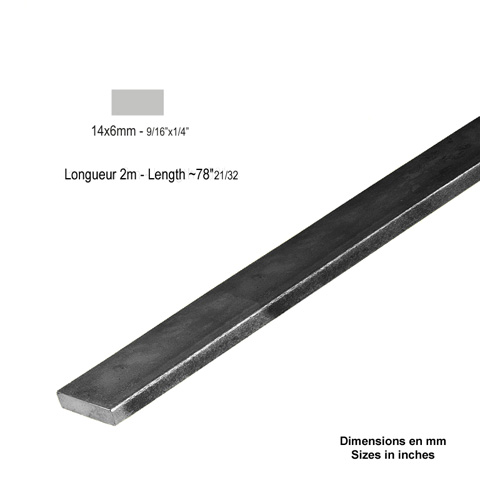 Barre plat lisse 14x6 2m lisse Barre en plat lisse