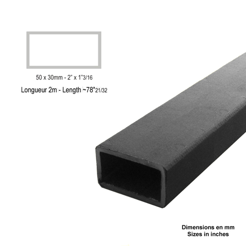 Tube rectangle 50x30 2m lisse Tube rectangle lisse