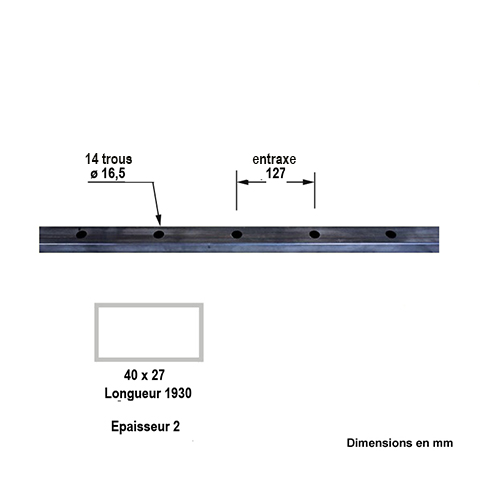 Tube Lisse 40x27mm perc trous 17mm pour portails ou cltures lisse prperce Lisse pour porta