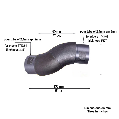 Coude rglable orientable de main courante en acier pour tube 42,4mm epr 2mm Raccords pour tub